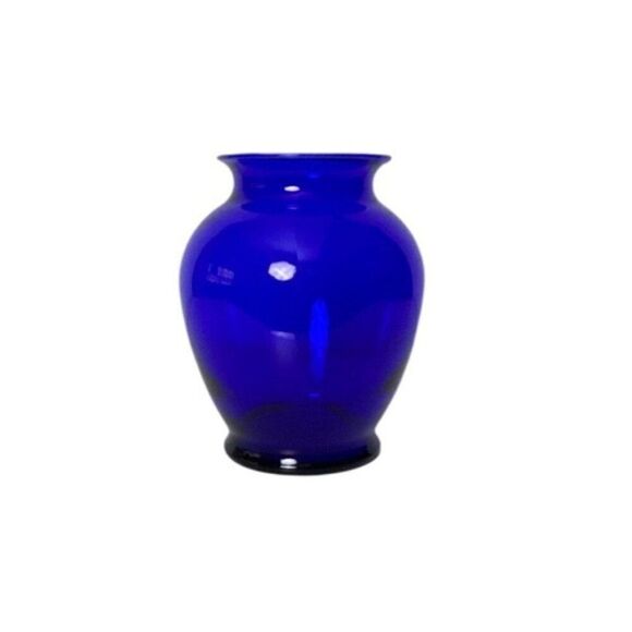 Cobalt Blue Glass Vase With Rounded Design For Home Decor - Picture 1 of 4